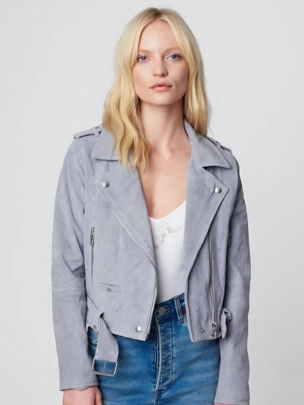 Blank NYC Gray Suede Moto Jacket Size Small